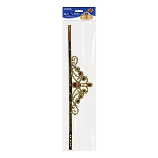 Beistle Gold Plastic Jeweled Queen's Tiaras, 2ct.